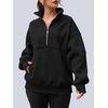 image:imageAUTOMET Womens Quarter Zip Oversized Sweatshirt Fleece Mock Neck PulloverBlack