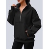image:imageAUTOMET Womens Quarter Zip Oversized Sweatshirt Fleece Mock Neck PulloverBlack