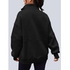 image:imageAUTOMET Womens Quarter Zip Oversized Sweatshirt Fleece Mock Neck PulloverBlack