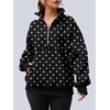 image:imageAUTOMET Womens Quarter Zip Oversized Sweatshirt Fleece Mock Neck PulloverBlack Polka Dot