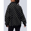 image:imageAUTOMET Womens Quarter Zip Oversized Sweatshirt Fleece Mock Neck PulloverBlack Polka Dot