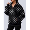 image:imageAUTOMET Womens Quarter Zip Oversized Sweatshirt Fleece Mock Neck PulloverBlack Polka Dot