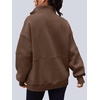 image:imageAUTOMET Womens Quarter Zip Oversized Sweatshirt Fleece Mock Neck PulloverBrown