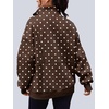 image:imageAUTOMET Womens Quarter Zip Oversized Sweatshirt Fleece Mock Neck PulloverBrown White Spots