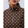 image:imageAUTOMET Womens Quarter Zip Oversized Sweatshirt Fleece Mock Neck PulloverBrown White Spots
