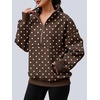 image:imageAUTOMET Womens Quarter Zip Oversized Sweatshirt Fleece Mock Neck PulloverBrown White Spots