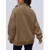 image:imageAUTOMET Womens Quarter Zip Oversized Sweatshirt Fleece Mock Neck PulloverCoffee