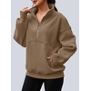 image:imageAUTOMET Womens Quarter Zip Oversized Sweatshirt Fleece Mock Neck PulloverCoffee