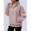 image:imageAUTOMET Womens Quarter Zip Oversized Sweatshirt Fleece Mock Neck PulloverDarkpink