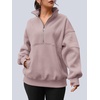 image:imageAUTOMET Womens Quarter Zip Oversized Sweatshirt Fleece Mock Neck PulloverDarkpink
