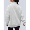 image:imageAUTOMET Womens Quarter Zip Oversized Sweatshirt Fleece Mock Neck PulloverGrey