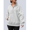 image:imageAUTOMET Womens Quarter Zip Oversized Sweatshirt Fleece Mock Neck PulloverGrey