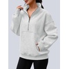 image:imageAUTOMET Womens Quarter Zip Oversized Sweatshirt Fleece Mock Neck PulloverGrey