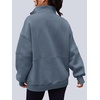 image:imageAUTOMET Womens Quarter Zip Oversized Sweatshirt Fleece Mock Neck PulloverGreyblue