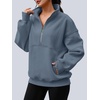 image:imageAUTOMET Womens Quarter Zip Oversized Sweatshirt Fleece Mock Neck PulloverGreyblue