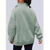 image:imageAUTOMET Womens Quarter Zip Oversized Sweatshirt Fleece Mock Neck PulloverGreygreen