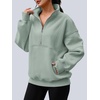 image:imageAUTOMET Womens Quarter Zip Oversized Sweatshirt Fleece Mock Neck PulloverGreygreen