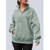 image:imageAUTOMET Womens Quarter Zip Oversized Sweatshirt Fleece Mock Neck PulloverGreygreen
