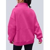 image:imageAUTOMET Womens Quarter Zip Oversized Sweatshirt Fleece Mock Neck PulloverHotpink