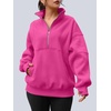image:imageAUTOMET Womens Quarter Zip Oversized Sweatshirt Fleece Mock Neck PulloverHotpink