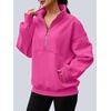 image:imageAUTOMET Womens Quarter Zip Oversized Sweatshirt Fleece Mock Neck PulloverHotpink