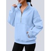 image:imageAUTOMET Womens Quarter Zip Oversized Sweatshirt Fleece Mock Neck PulloverLightblue