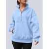 image:imageAUTOMET Womens Quarter Zip Oversized Sweatshirt Fleece Mock Neck PulloverLightblue