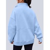 image:imageAUTOMET Womens Quarter Zip Oversized Sweatshirt Fleece Mock Neck PulloverLightblue