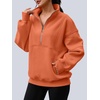 image:imageAUTOMET Womens Quarter Zip Oversized Sweatshirt Fleece Mock Neck PulloverOrange