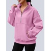 image:imageAUTOMET Womens Quarter Zip Oversized Sweatshirt Fleece Mock Neck PulloverPink