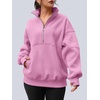 image:imageAUTOMET Womens Quarter Zip Oversized Sweatshirt Fleece Mock Neck PulloverPink