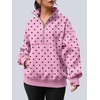 image:imageAUTOMET Womens Quarter Zip Oversized Sweatshirt Fleece Mock Neck PulloverPolka Pink