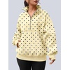 image:imageAUTOMET Womens Quarter Zip Oversized Sweatshirt Fleece Mock Neck PulloverPolka Yellow