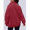 image:imageAUTOMET Womens Quarter Zip Oversized Sweatshirt Fleece Mock Neck PulloverRed