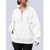 image:imageAUTOMET Womens Quarter Zip Oversized Sweatshirt Fleece Mock Neck PulloverWhite