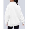 image:imageAUTOMET Womens Quarter Zip Oversized Sweatshirt Fleece Mock Neck PulloverWhite