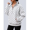 image:imageAUTOMET Womens Quarter Zip Oversized Sweatshirt Fleece Mock Neck PulloverWhite Polka Dot