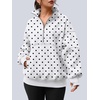image:imageAUTOMET Womens Quarter Zip Oversized Sweatshirt Fleece Mock Neck PulloverWhite Polka Dot