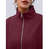 image:imageAUTOMET Womens Quarter Zip Oversized Sweatshirt Fleece Mock Neck PulloverWinered