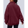 image:imageAUTOMET Womens Quarter Zip Oversized Sweatshirt Fleece Mock Neck PulloverWinered
