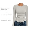 image:imageAUTOMET Womens Ribbed Long Sleeve Shirts Basic Top For Fall Work amp CasualAlmond