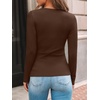 image:imageAUTOMET Womens Ribbed Long Sleeve Shirts Basic Top For Fall Work amp CasualBrown