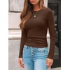 image:imageAUTOMET Womens Ribbed Long Sleeve Shirts Basic Top For Fall Work amp CasualBrown