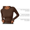image:imageAUTOMET Womens Ribbed Long Sleeve Shirts Basic Top For Fall Work amp CasualBrown