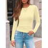 image:imageAUTOMET Womens Ribbed Long Sleeve Shirts Basic Top For Fall Work amp CasualButter Yellow