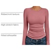 image:imageAUTOMET Womens Ribbed Long Sleeve Shirts Basic Top For Fall Work amp CasualCoral