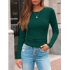 image:imageAUTOMET Womens Ribbed Long Sleeve Shirts Basic Top For Fall Work amp CasualDark Green