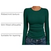 image:imageAUTOMET Womens Ribbed Long Sleeve Shirts Basic Top For Fall Work amp CasualDark Green