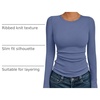 image:imageAUTOMET Womens Ribbed Long Sleeve Shirts Basic Top For Fall Work amp CasualDusty Blue