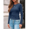 image:imageAUTOMET Womens Ribbed Long Sleeve Shirts Basic Top For Fall Work amp CasualHaze Blue